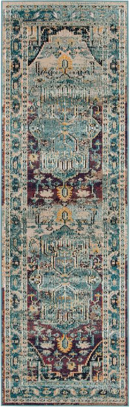 Safavieh - Da - Tapijtloper - Turquoise - 213 cm x 66 cm - Kunstvezel