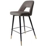 4uDesigned | Barkruk Lizz hoogte 99 cm x breedte 47 cm x diepte 51 cmzithoogte grijs barkrukken velvet poefs & krukken meubels | NADUVI outlet