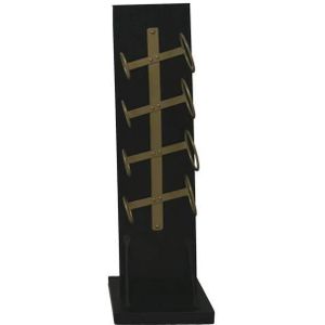Staand wijnrek 4 flessen - 25x25x80 - Zwart/goud - Mangohout/metaal