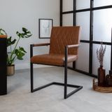 Dimehouse | Eetkamerstoel Ruben breedte 53 cm x diepte 55 cm x hoogte 88 cm cognac eetkamerstoelen pu, kunstleer, metaal | NADUVI outlet