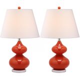 Safavieh Furniture | Set van 2 tafellampen Paloma lengte 74 cm x breedte 35 cm x hoogte 60,96 cm oranje tafellampen katoen | NADUVI outlet