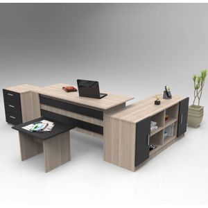 Set van bureau met bijzettafel en 2 opbergkasten Andy | Kalune Design