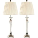 Safavieh Furniture | Set van 2 tafellampen Hawa lengte 60 cm x breedte 30 cm x hoogte 71,12 cm champagne tafellampen polyester | NADUVI outlet