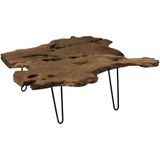 PTMD Collection | Bijzettafel Juar lengte 100 cm x breedte 100 cm x hoogte 40 cm naturel, zwart bijzettafels hout, ijzer | NADUVI outlet