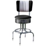 Bel Air | Retro barkruk Alabama totale hoogte 98 cm x zithoogte 66 cm zwart, zilverkleurig barkrukken zitting: pu leeronderstel: | NADUVI outlet