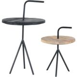 Mister Habitat | Set van 2 Salontafels Boaz tafel 1: lengte 47 cm x breedte 50 cm x naturel, zwart bijzettafels mangohout, | NADUVI outlet