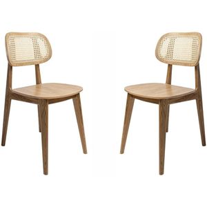 NADUVI Collection - Set van 2 Eetkamerstoelen - Naturel Rotan - Hout