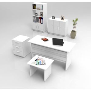 Set van bureau met bijzettafel en 3 opbergkasten Jona | Kalune Design