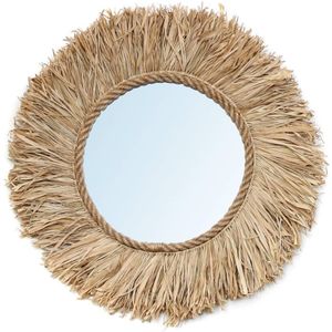Bazar Bizar - Wandspiegel - Naturel - Palmblad - Rond - 60 cm x 60 cm