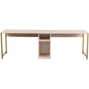 Bureau - Twin Travertinlook - 240cm - Gemelamineerd Spaanplaat - Strak en Modern