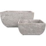 D&M Deco | Set van 2 bloempotten Rough Vierkant - klein: lengte 23 cm x breedte 23 cm x hoogte cementgrijs kommen & schalen | NADUVI outlet