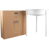 D&M Deco | Plantentafel Leaf Wit lengte 50 cm x breedte 50 cm x hoogte 54 cm wit bloempotten ijzer vazen & bloempotten decoratie | NADUVI outlet