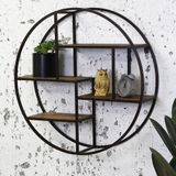 Dimehouse | Wandrek Sari lengte 20 cm x breedte 76 cm x hoogte 76 cm bruin wandrekken mangohout, staal opbergen decoratie | NADUVI outlet
