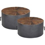 Mister Habitat | Salontafel The Vinted tafel 1: diameter 76 cm x hoogte 38 cmtafel grijs, bruin salontafels oud hout, staal | NADUVI outlet