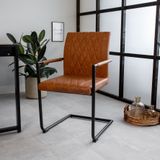 Dimehouse | Eetkamerstoel Bexley breedte 52 cm x diepte 63 cm x hoogte 88 cm bruin eetkamerstoelen kunstleer, metaal stoelen | NADUVI outlet