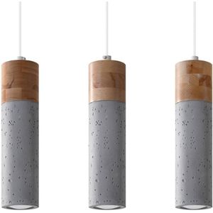 - LED Hanglamp beton hout ZANE - 3 x GU10 aansluiting