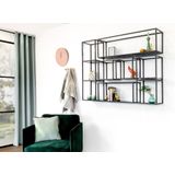 Dimehouse | Wandrek Sam medium: lengte 25 cm x breedte 32 cm x hoogte 67 cm zwart wandrekken grenenhout, staal decoratie | NADUVI outlet