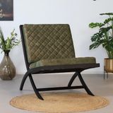 Livin24 | Fauteuil Gijs zithoogte 42 cm x zitdiepte 43 cm x hoogte 80 cm x legergroen, zwart fauteuils materiaal zitting: | NADUVI outlet
