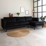 Dimehouse | Hoekbank Gino hoekdeel rechts velours zwart 270x150 cm hoekbanken | NADUVI