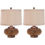 Safavieh Furniture | Set van 2 tafellampen Yüna lengte 75 cm x breedte 35 cm x hoogte 48,26 cm koperkleurig tafellampen | NADUVI outlet