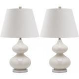 Safavieh Furniture | Set van 2 tafellampen Paloma lengte 74 cm x breedte 35 cm x hoogte 60,96 cm wit tafellampen katoen | NADUVI outlet