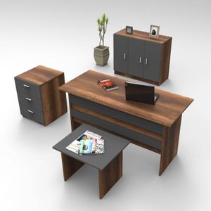 Set van bureau met bijzettafel en 2 opbergkasten Micha | Kalune Design