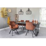 Cozyhouse | Set van 2 eetkamerstoelen Vintage velours koperkleurig 57x88.5x61 cm eetkamerstoelen | NADUVI