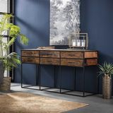 Dimehouse | Dressoir Liam breedte 160 cm x diepte 45 cm x hoogte 80 cm bruin dressoirs hardhout, metaal kasten meubels | NADUVI outlet