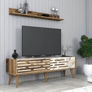 Set van TV-meubel en wandrek Valensiya | Kalune Design