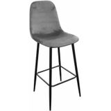 Urban Living | Set van 4 barkrukken Luz - totaal: breedte 40 cm x diepte 40 cm x hoogte grijs barkrukken fluweel, staal | NADUVI outlet