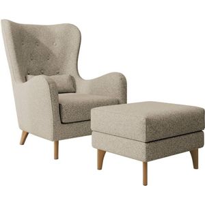 Fauteuil met hocker Casara bouclé | NADUVI Collection