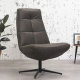 Dimehouse | Fauteuil Dion Draaibaar breedte 65 cm x diepte 77 cm x hoogte 104 cm antraciet fauteuils eco-leder, metaal stoelen | NADUVI outlet