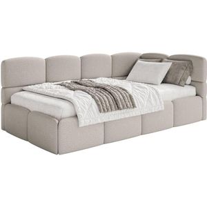 Jeugdbed Chloe rechts bouclé 90x200 met opbergvak | NADUVI Collection