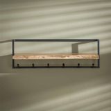 Dimehouse | Kapstok Torso hoogte 32 cmbreedte 100 cmdiepte 25 cm bruin, zwart kapstokken acaciahout, metaal opbergen decoratie | NADUVI outlet