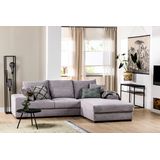 Cozyhouse | Hoekbank Rio ribstof rechts textiel grijs 278x95x199 cm hoekbanken | NADUVI