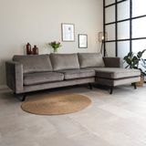 Dimehouse | Hoekbank Gino hoekdeel rechts velours grijs 270x150 cm hoekbanken | NADUVI