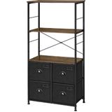 Mira Home | Stellingkast James breedte 63 cm x diepte 30 cm x hoogte 120 cm zwart, naturel wandkasten metaal, spaanplaat | NADUVI outlet