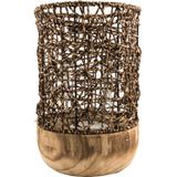D&M Deco | Lantaarn Cable lengte 24cm x breedte 24cm x hoogte25cm naturel Riet windlichten | NADUVI outlet