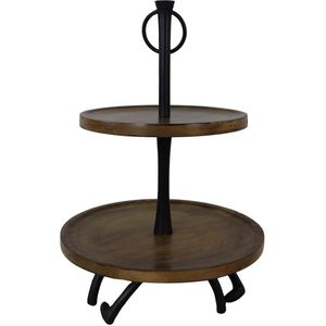 HSM Collection - Houten etagere - 30x30x45 - Naturel - Mangohout/aluminium