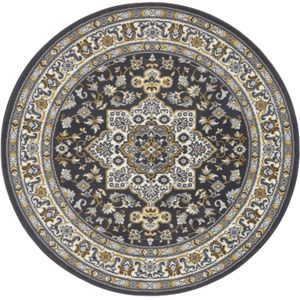 Perzisch tapijt rond Parun Täbriz - donkergrijs/geel 160 cm rond