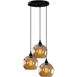 Glas hanglamp woonkamer Jack rond 3-lichts | Opviq