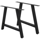 ECD Germany - Wesly - Tafelpoten - Zwart - 70 cm x 8 cm x 72 cm - Gepoedercoat Staal