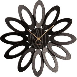 Wall Clock Fiore Wood Veneer Black