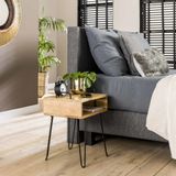 Dimehouse | Nachtkastje Posy lengte 34 cm x breedte 40 cm x hoogte 52 cm bruin nachtkastjes mangohout, staal kasten meubels | NADUVI outlet