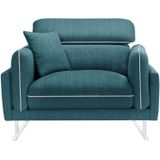 L'Officiel Interiors | Fauteuil Gigi lengte 110 cm x diepte 102 cm x hoogte 94 cm turquoise, bies: crèmekleurig fauteuils | NADUVI outlet