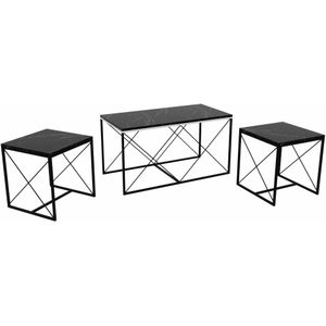 Kalune Design - Defne - Set van 3 Salontafels - Antraciet - Hout en Metaal