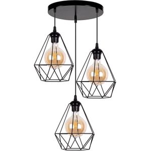 Zwarte hanglamp Diament rond 3-lichts | NADUVI Collection