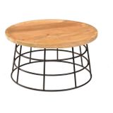 Mister Habitat | Bijzettafel Stockholm diameter 66 cm x hoogte 35 cm naturel, zwart bijzettafels mangohout, staal meubels | NADUVI outlet