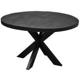 4uDesigned | Eettafel Circle lengte 130 cm x breedte 130 cm x hoogte 76 cm zwart eettafels hout, metaal tafels meubels | NADUVI outlet