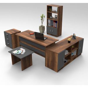 Set van bureau met bijzettafel en 3 opbergkasten Jill | Kalune Design